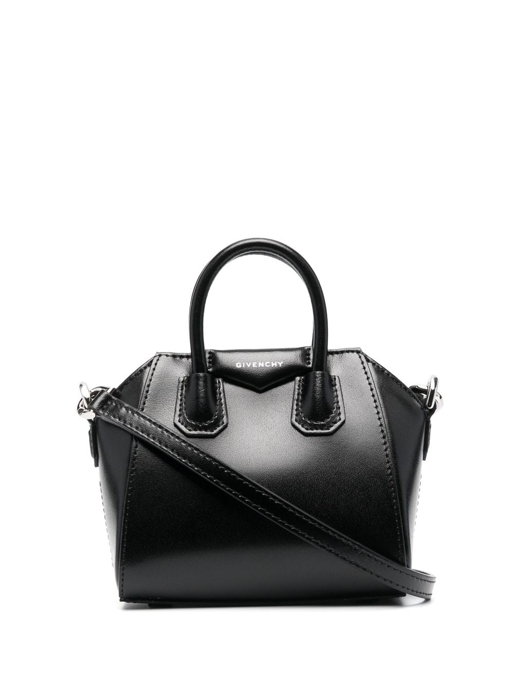 Givenchy Micro Antigona Box Leather Tote Bag In Black