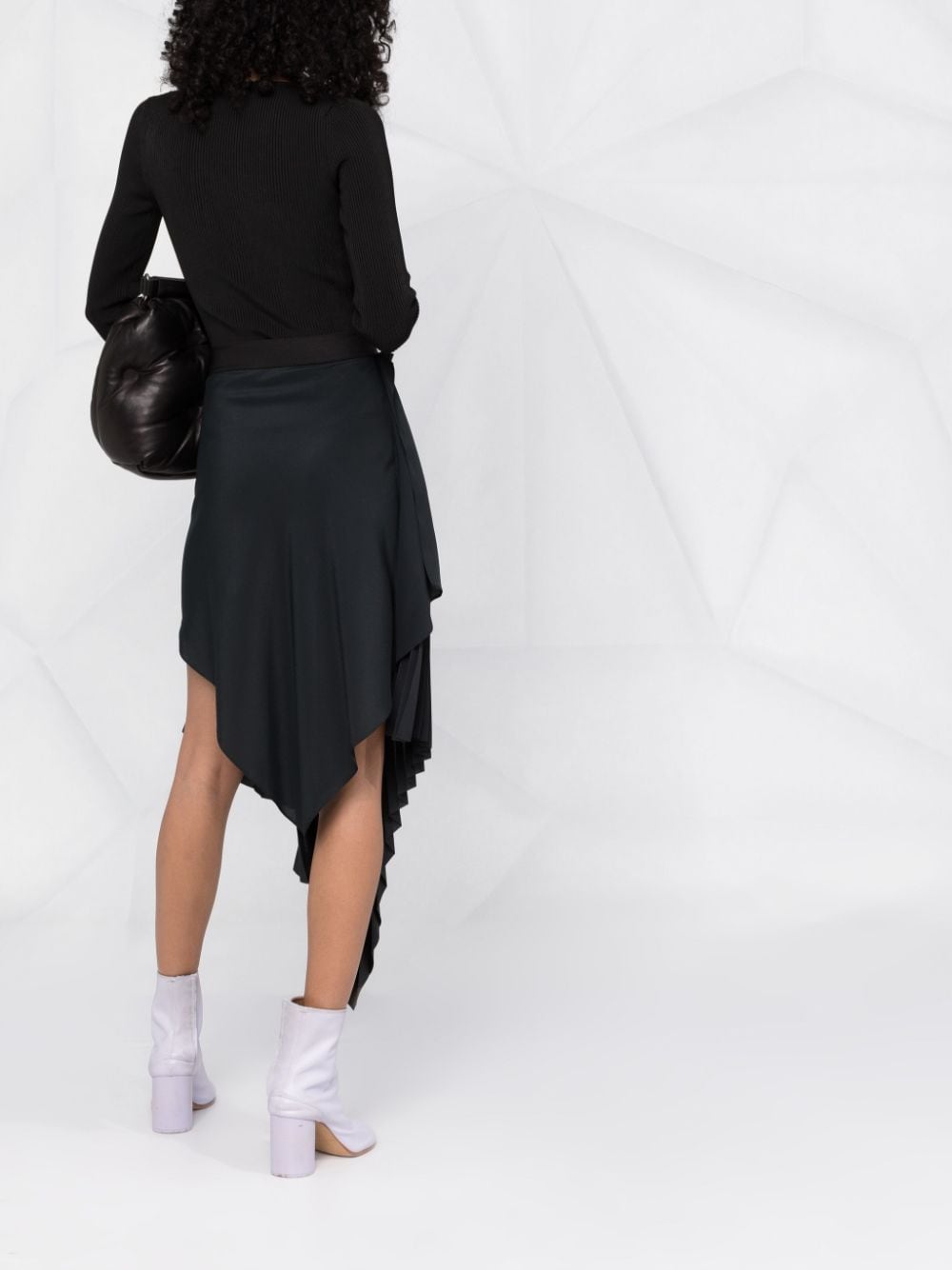 Shop Givenchy Asymmetric Pleated Skirt In Black