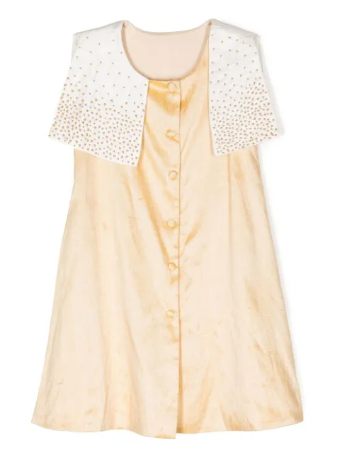 SHATHA ESSA vestido bordado con panel de capa