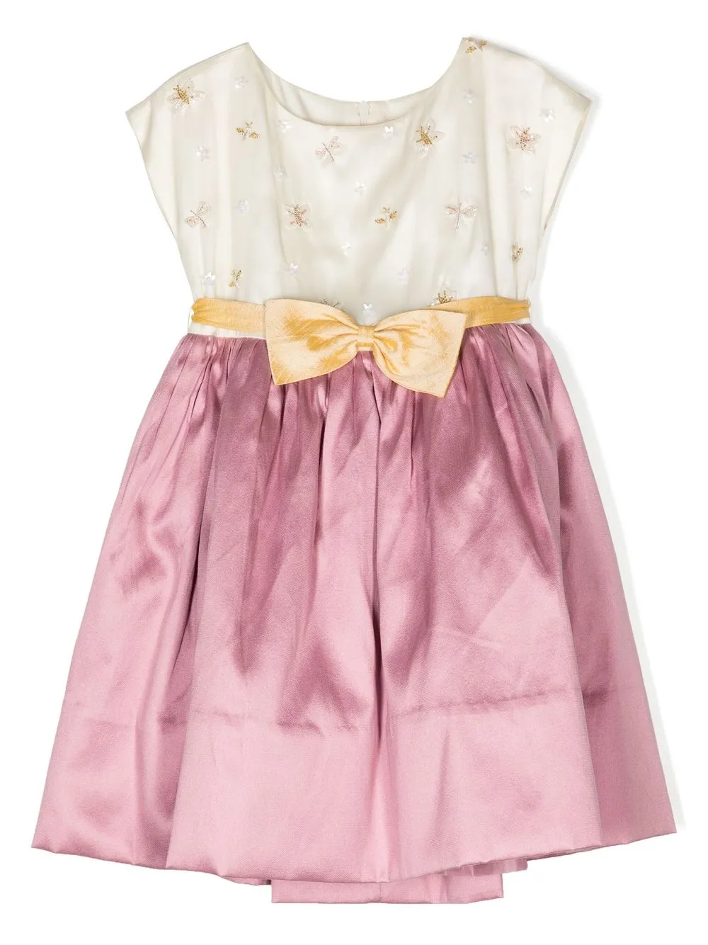 Shatha Essa Kids' Cap-sleeve Bow Midi Dress In Pink