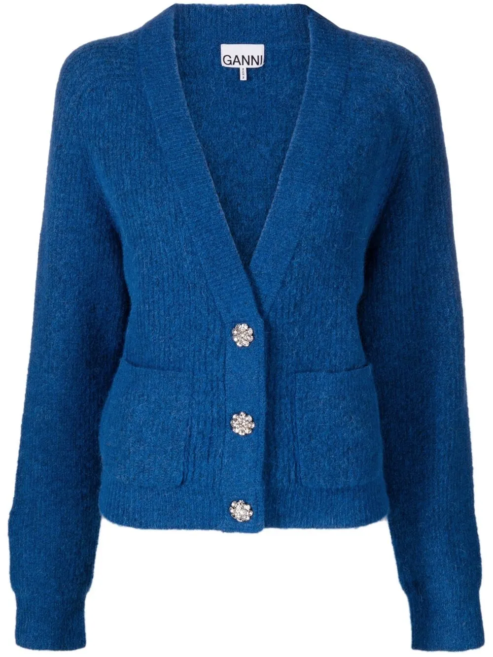 

GANNI V-neck knitted cardigan - Blue