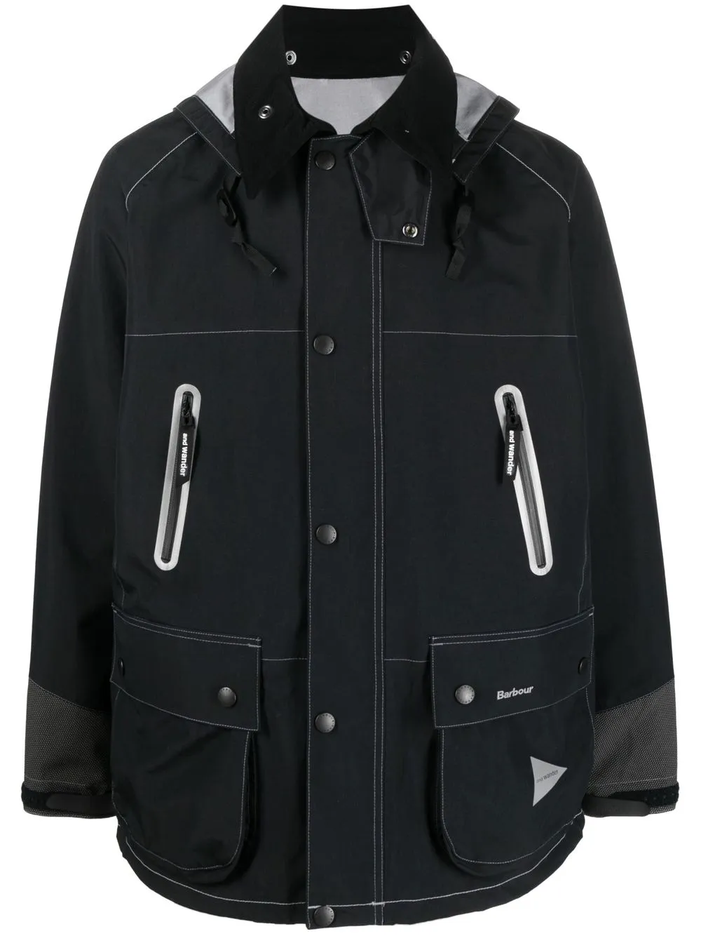 BARBOUR and WANDER logo-print hooded jacket - Black