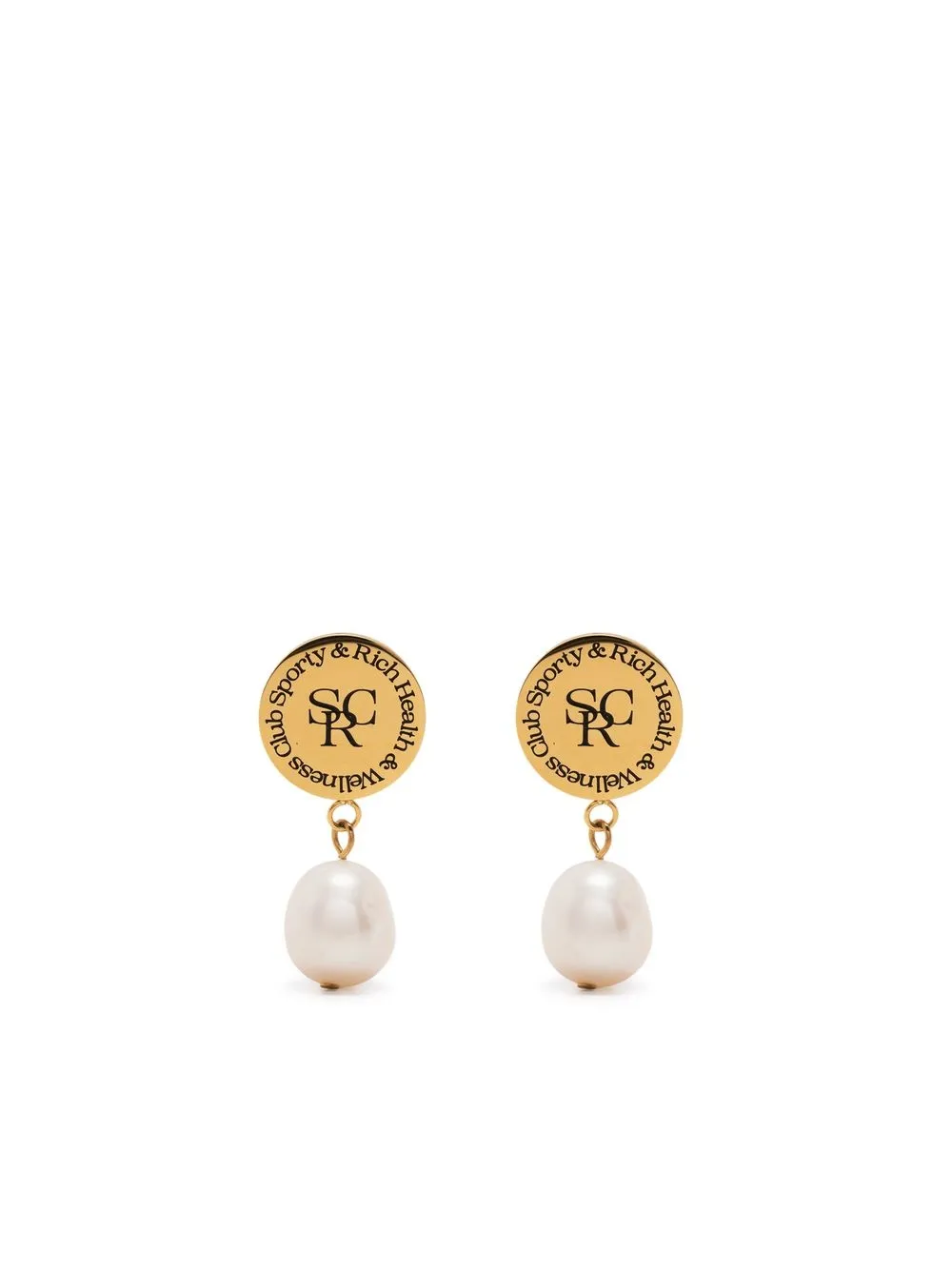 

Sporty & Rich logo-engraved pearl-drop earrings - White