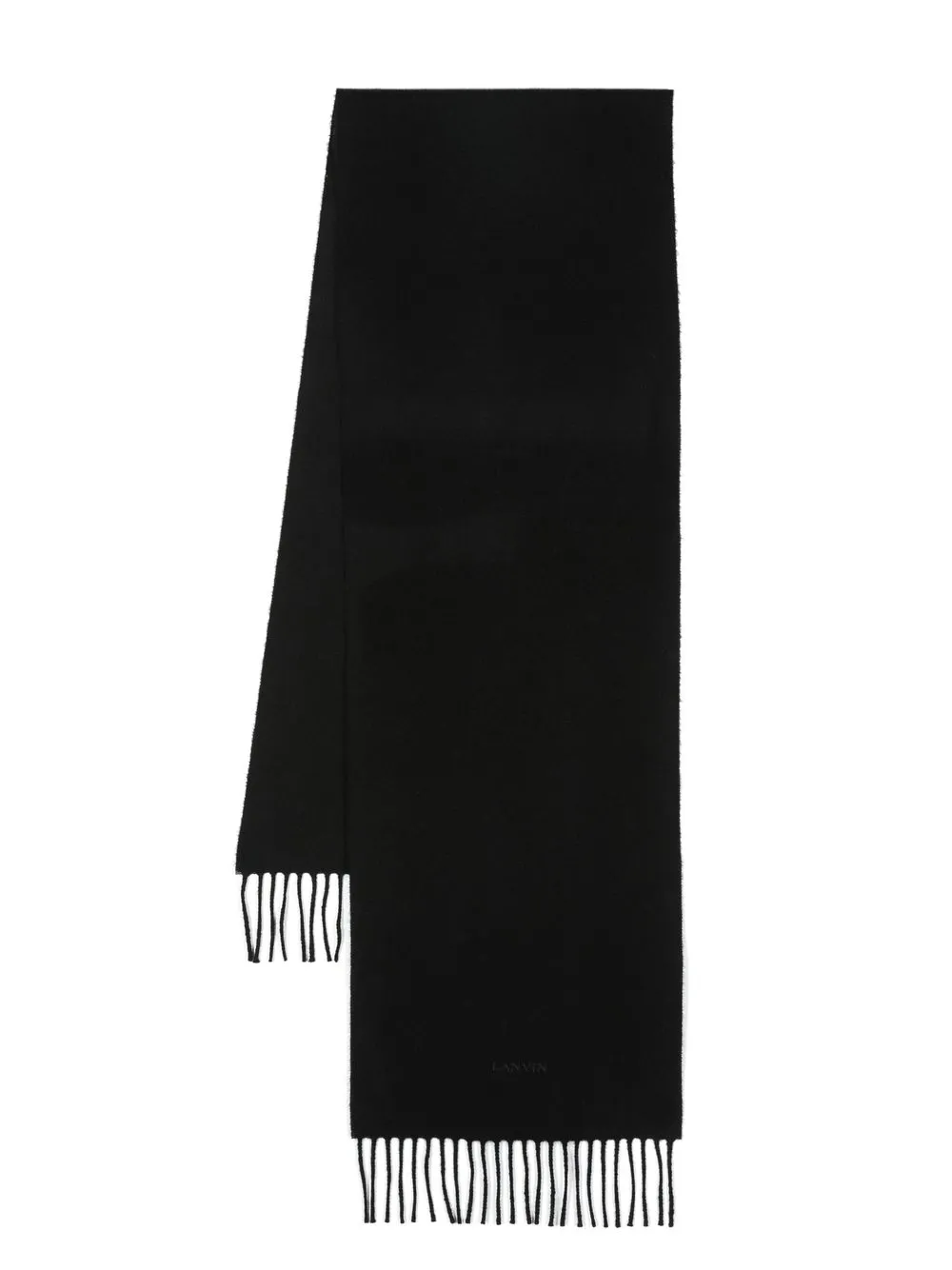 

Lanvin embroidered-logo fringed-edge scarf - Black