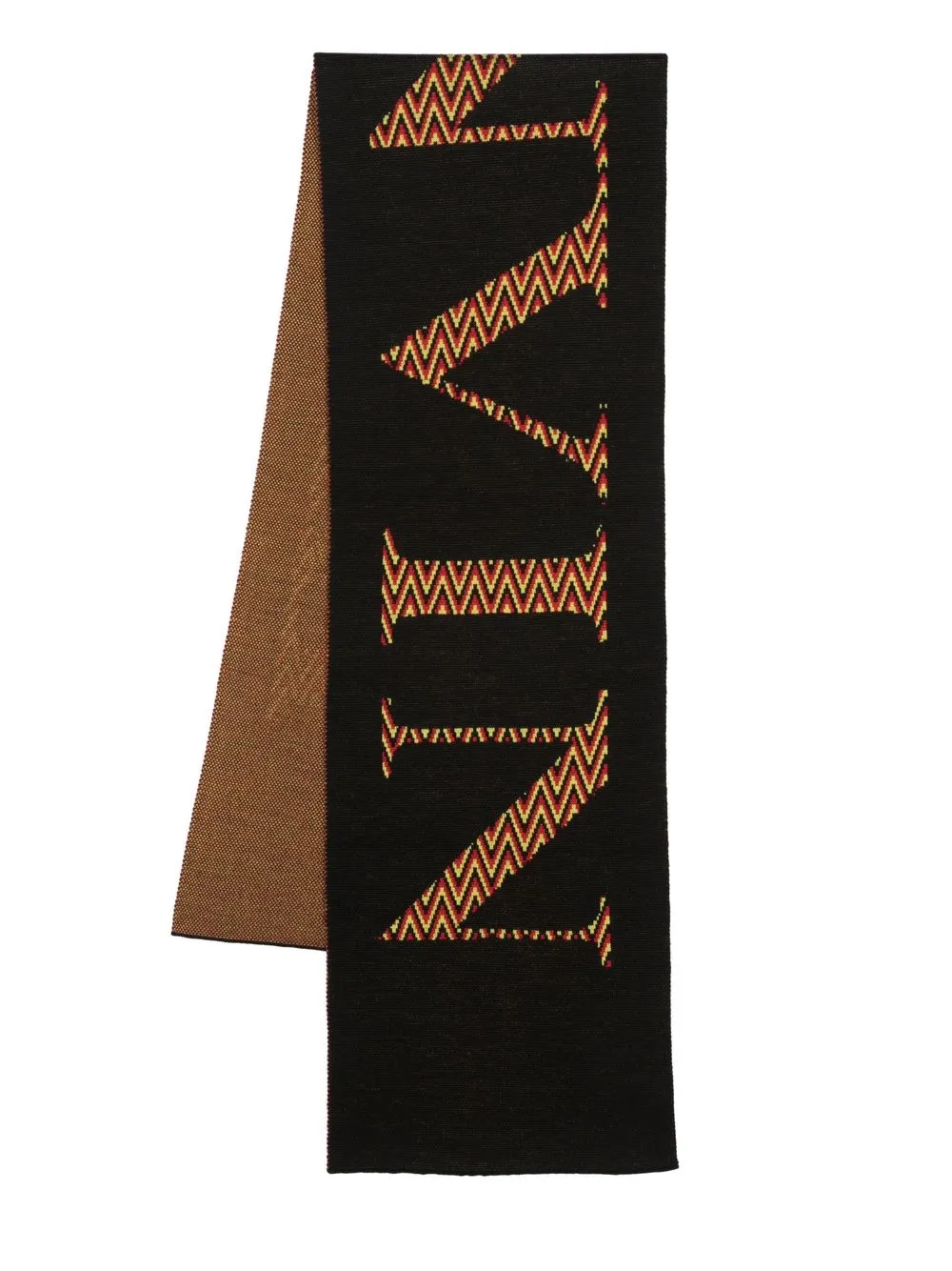 

Lanvin logo-lettering wool scarf - Black