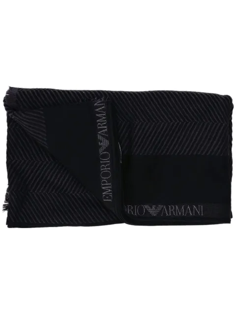 embroidered-logo organic-wool scarf