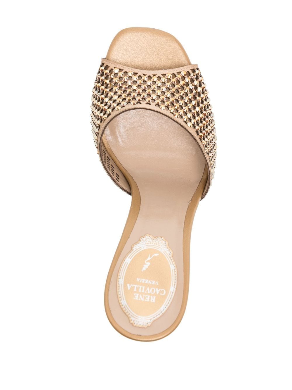 Shop René Caovilla Studded Open-toe Sandals In Gold