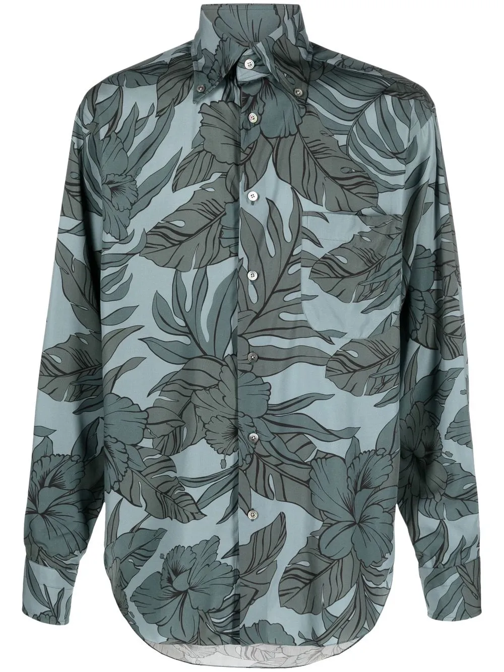 

TOM FORD Hibiscus-print long-sleeve shirt - Blue