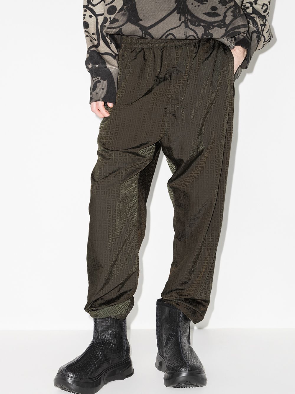 Shop Givenchy 4g Jacquard Track Pants In Green