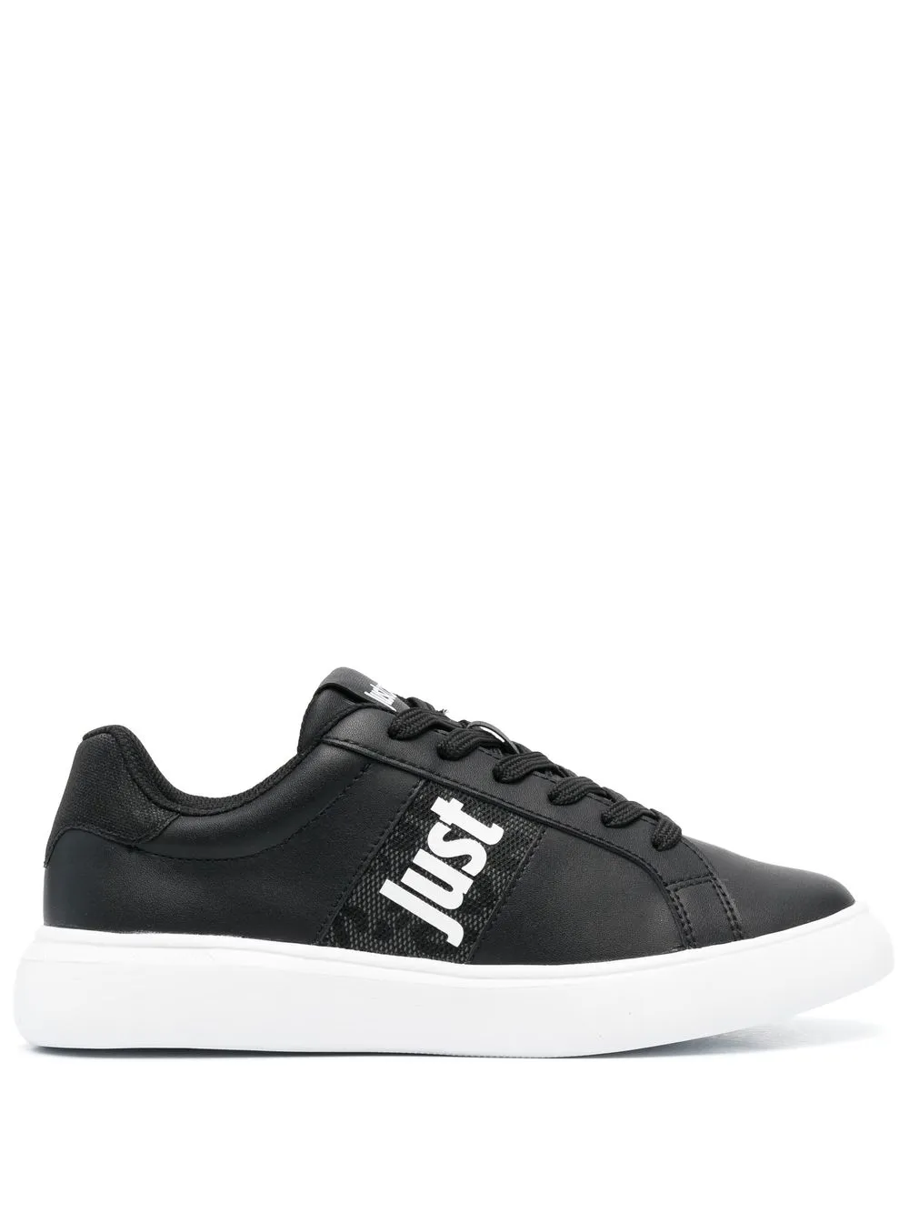 JUST CAVALLI LOGO PRINT LEATHER LOW-TOP SNEAKERS