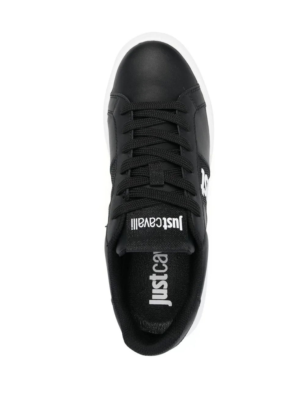 JUST CAVALLI LOGO PRINT LEATHER LOW-TOP SNEAKERS 
