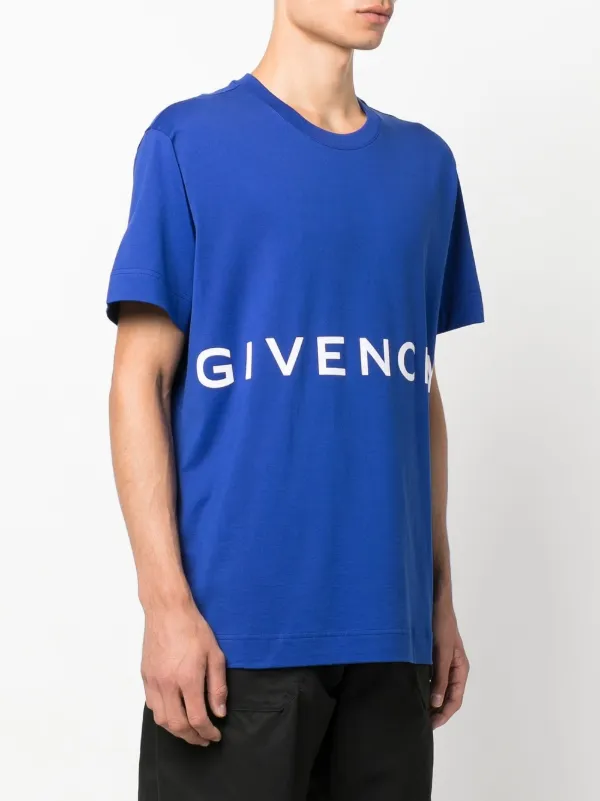 Givenchy logo-print Crew Neck T-shirt | Blue | FARFETCH