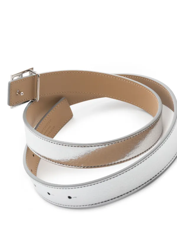 Givenchy 4G logo plaque buckle belt women Lamb Skin 75 Silver