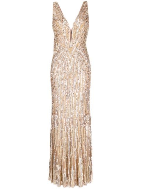 Jenny Packham Raquel crystal-embellished V-neck dress Women