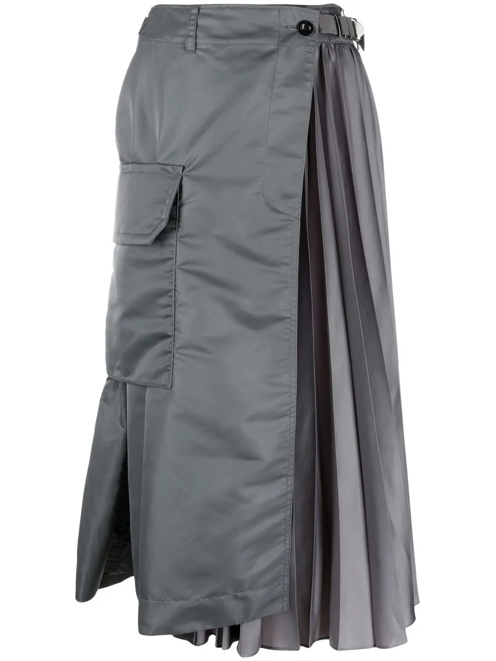 

sacai asymmetric pleated midi skirt - Grey