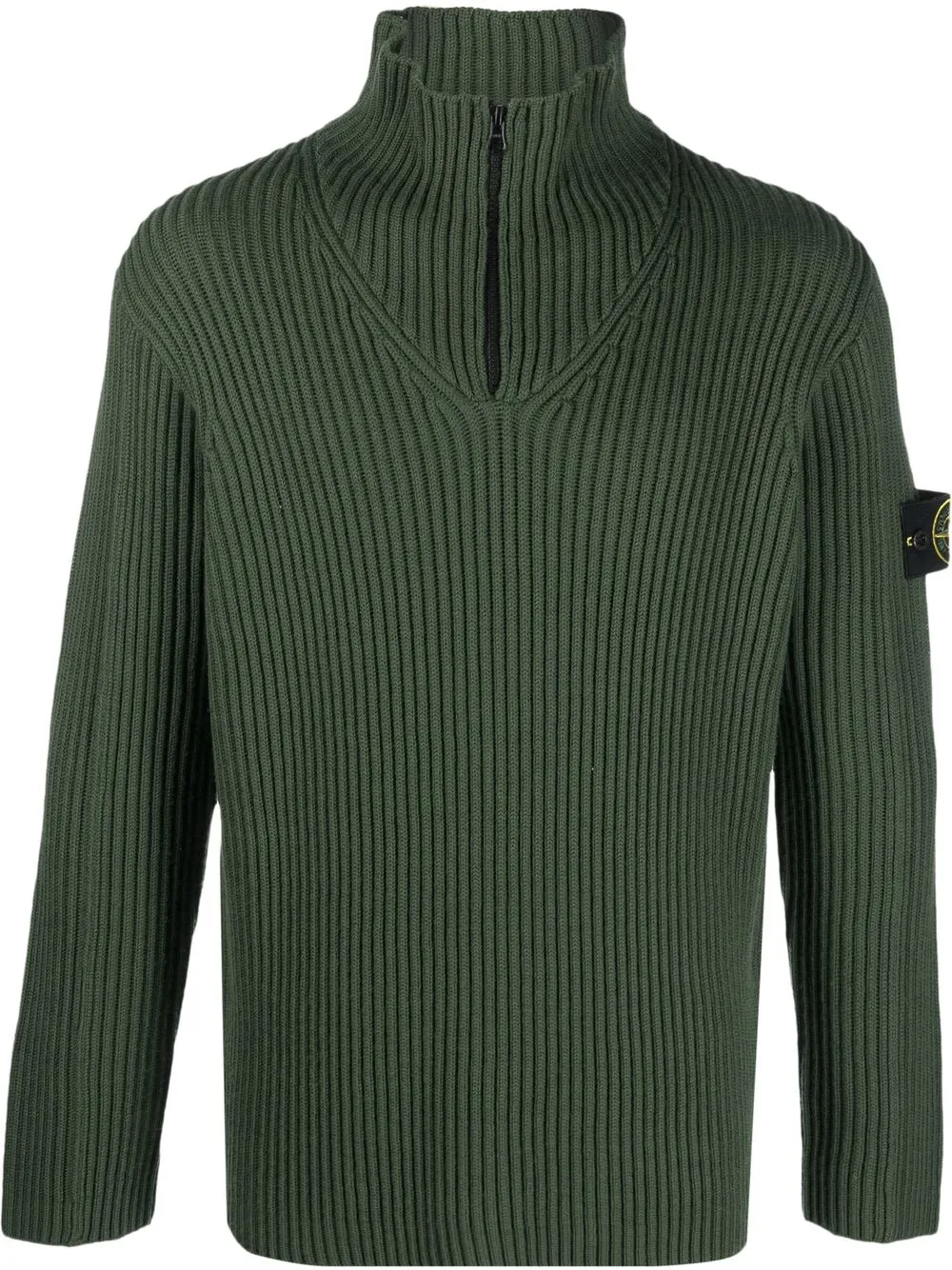 

Stone Island ribbed-knit half-zip sweater - Green