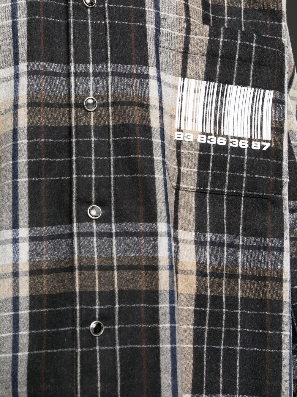 Shop Vtmnts Barcode-print Detail Shirt In Grey