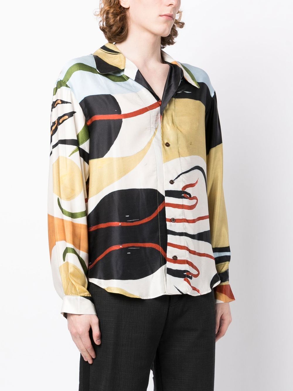 Shop Bethany Williams Abstract-print Cotton-silk Shirt In Gelb