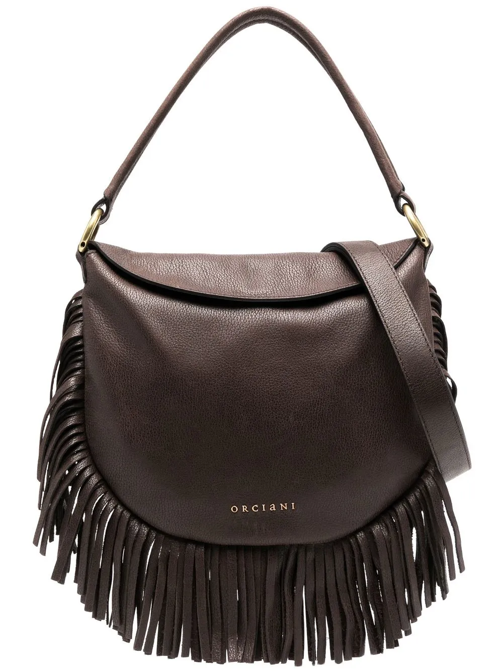 

Orciani fringe-edge leather tote bag - Brown