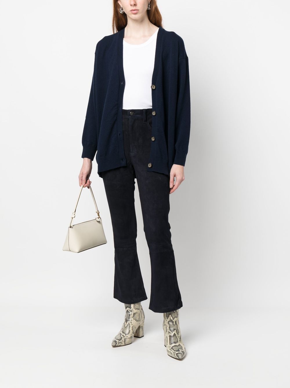 Shop Paula Flared Suede Trousers In Blue