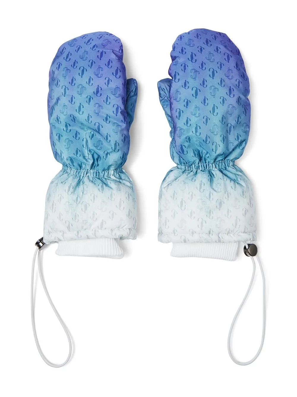 Jimmy Choo Monogram-print Padded Mittens In Blue