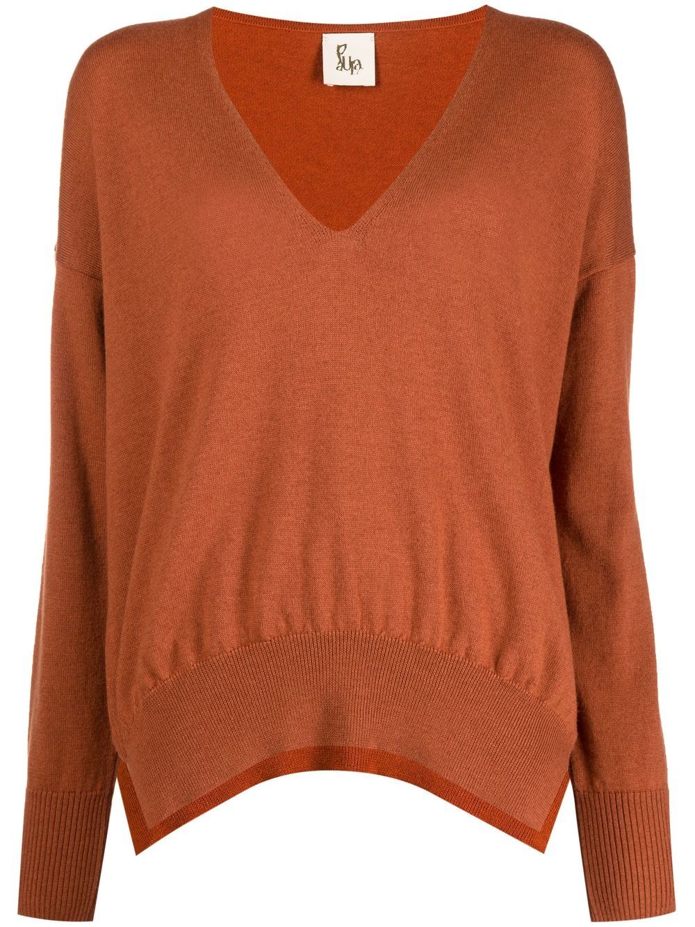 Paula Drop-shoulder V-neck Sweater In Orange