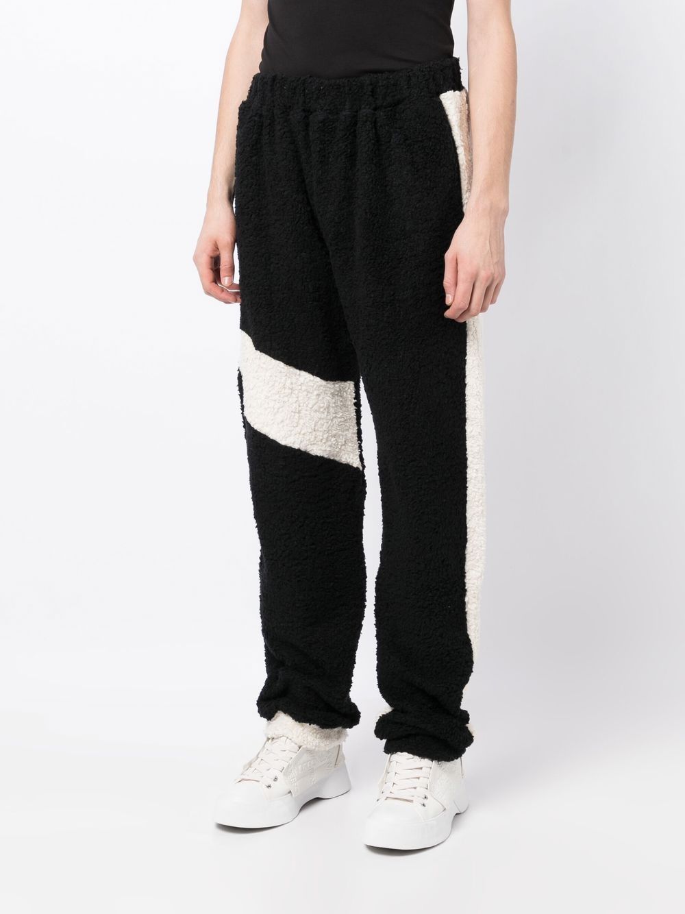 Shop Bethany Williams Fleece-texture Two-tone Trousers In Black