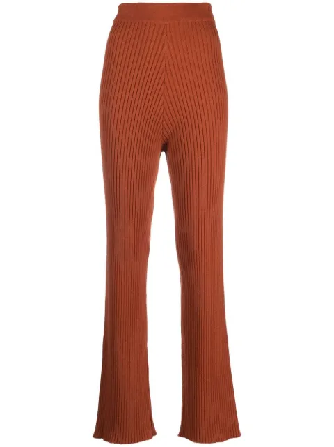 PAULA pantalones tejidos de canalé acampanados