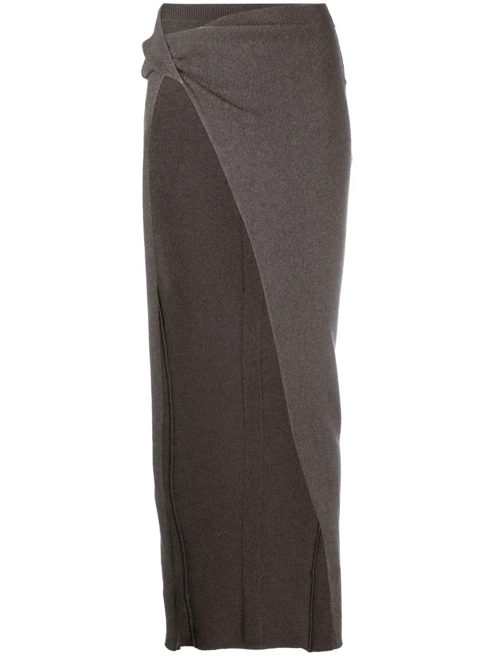 

Rick Owens twist-detail slit knitted skirt - Brown