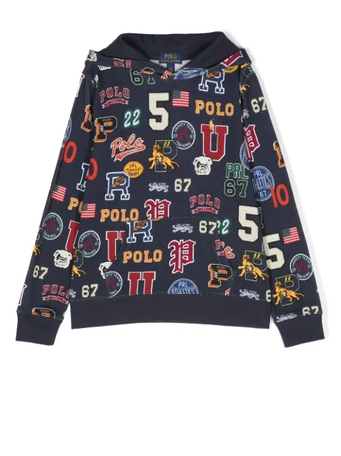 POLO RALPH LAUREN KIDS Letterman-print cotton-blend hoodie