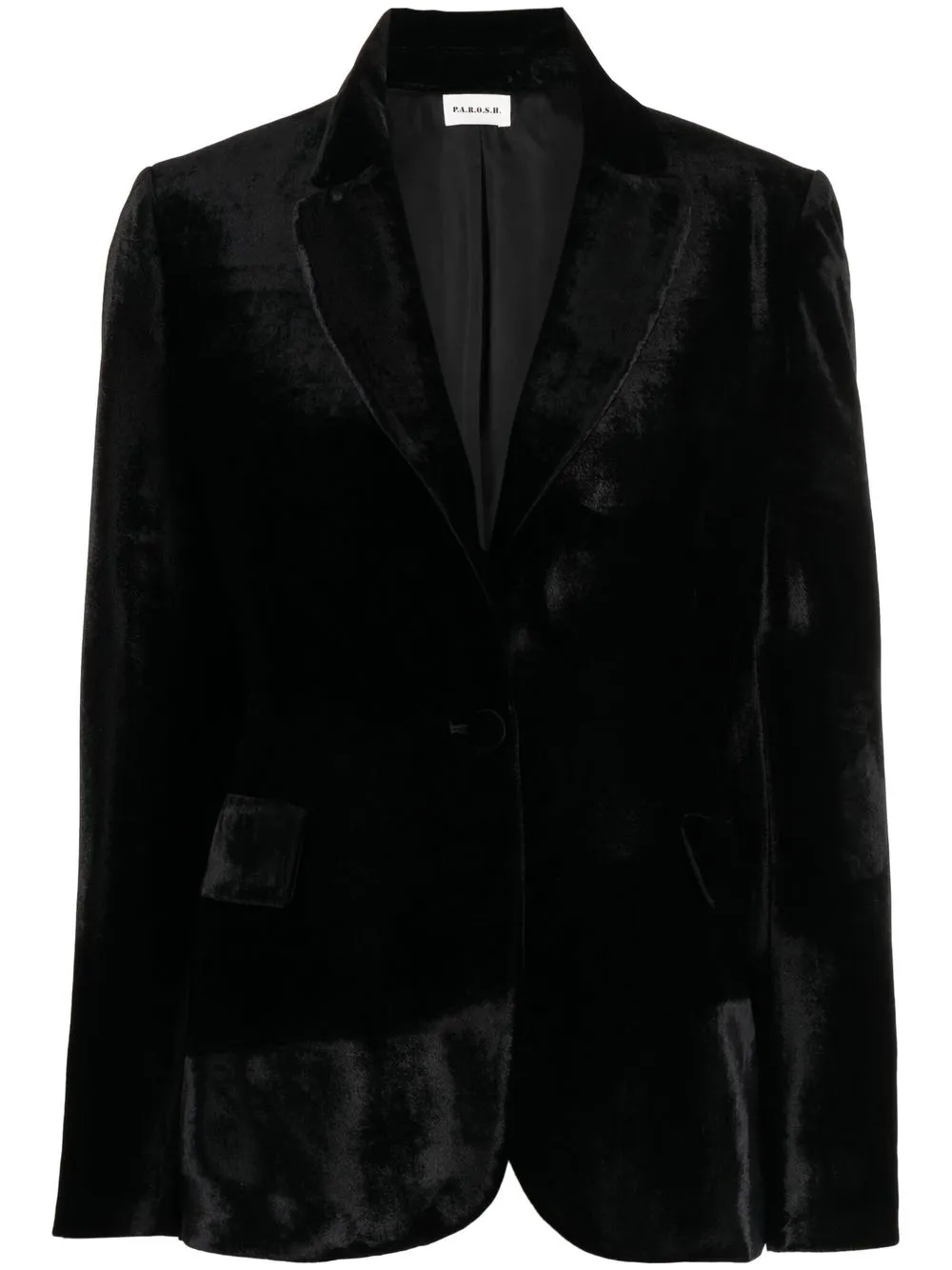 

P.A.R.O.S.H. single-breasted velvet-effect blazer - Black