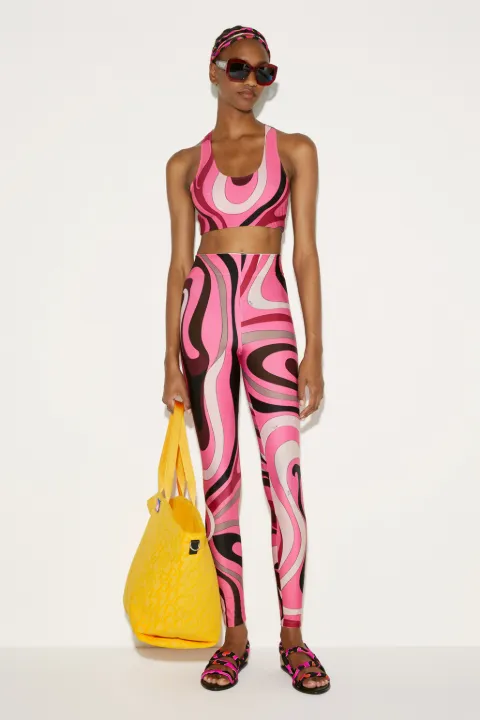 Marmo-Print Racerback Crop Top