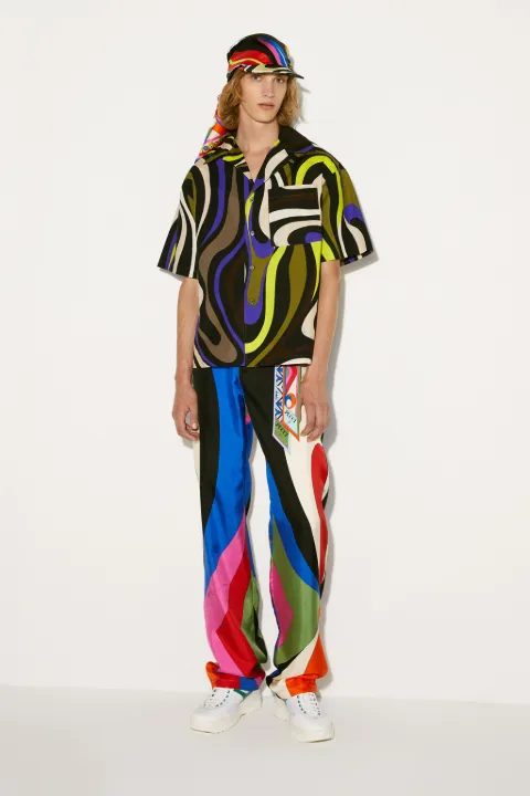 Marmo-Print Cotton Bowling Shirt