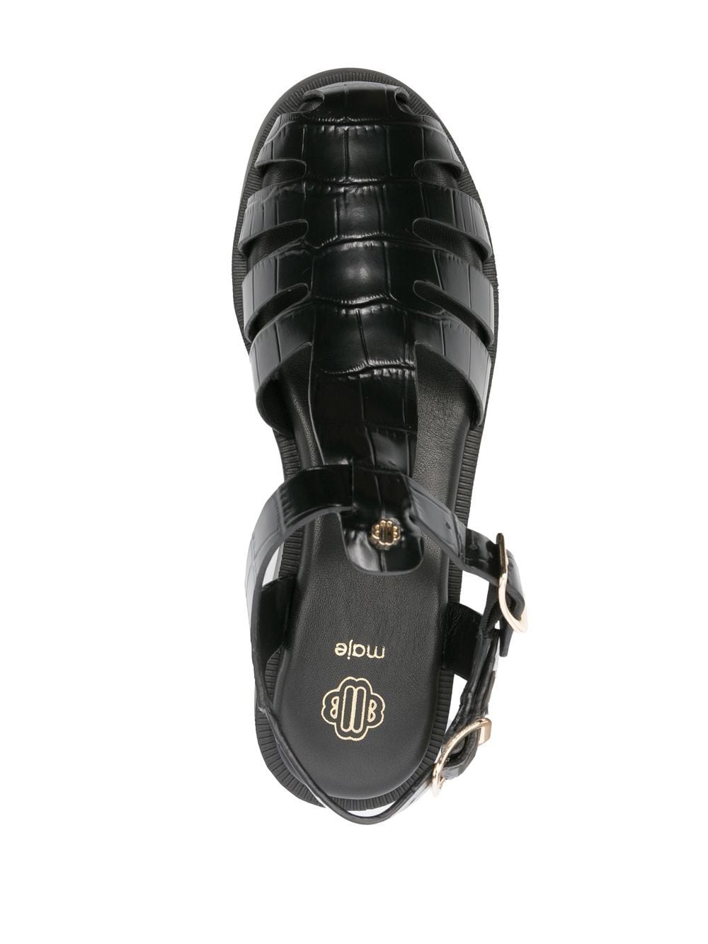 Shop Maje Lug-sole Leather Sandals In Black