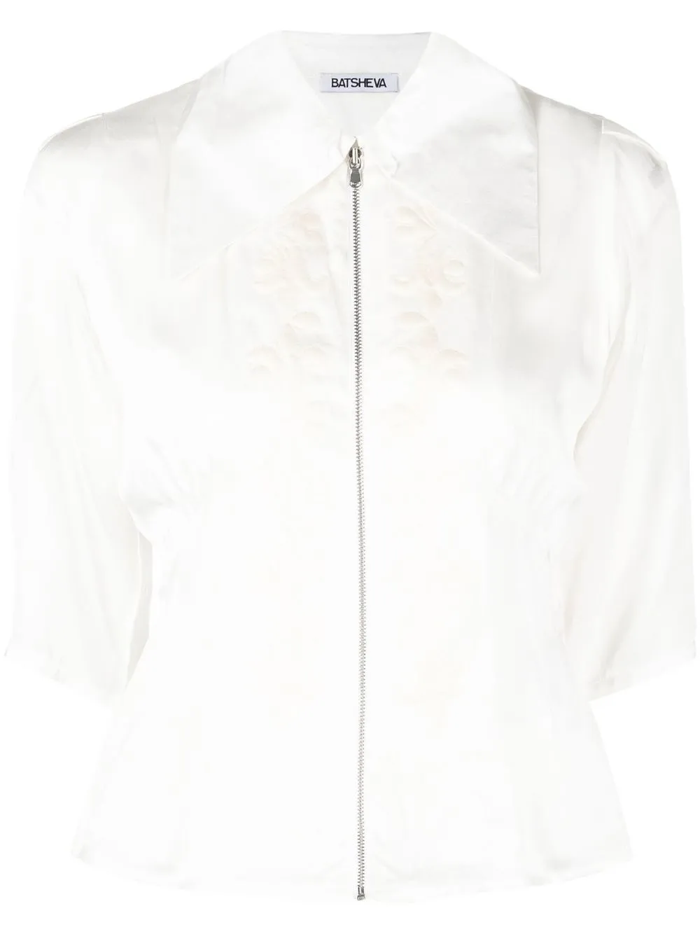 Batsheva Floral Embroidered Blouse In White