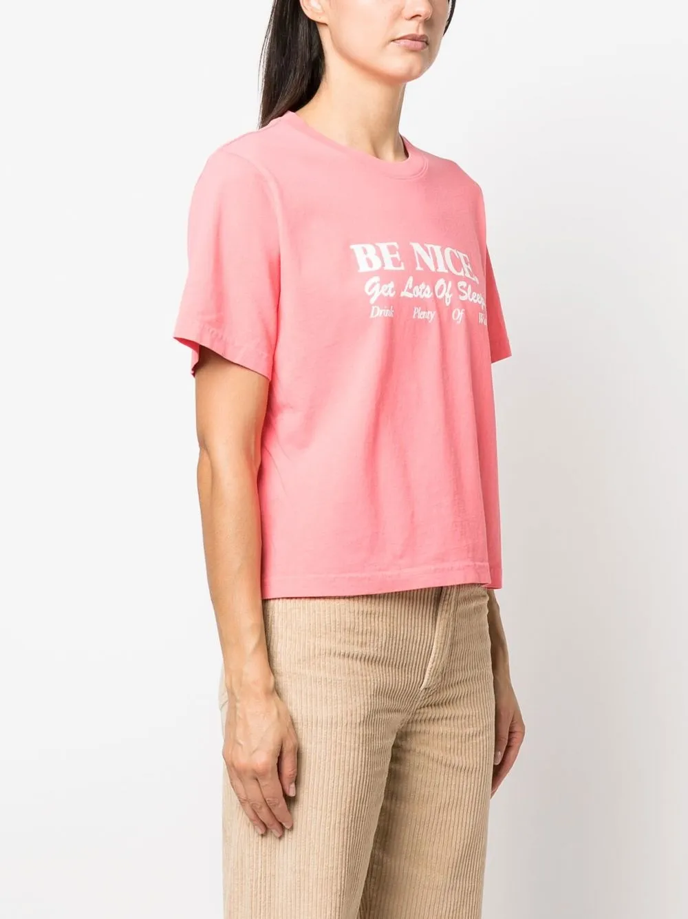 Sporty And Rich Be Nice Print Cropped T-shirt In Pink