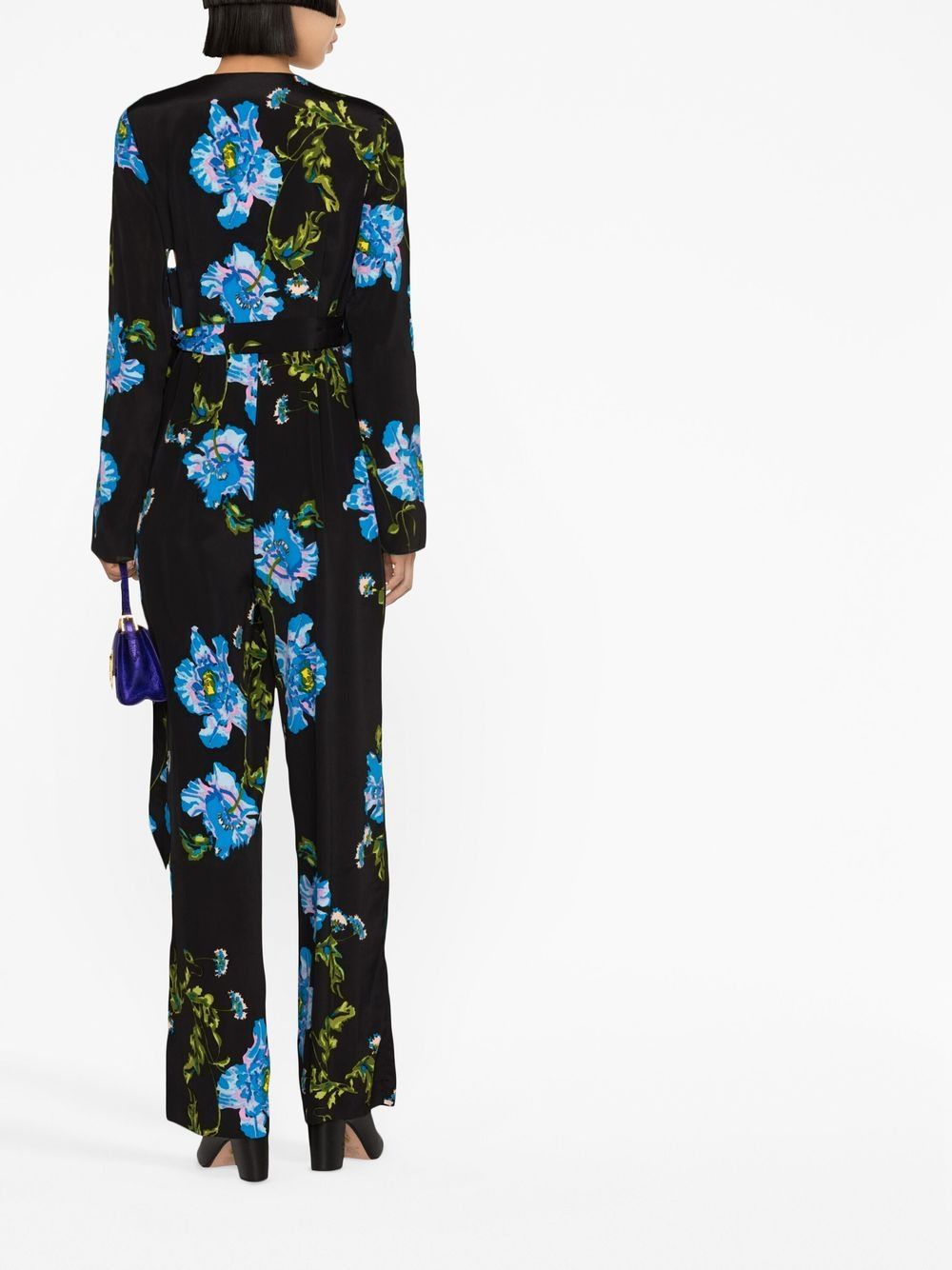 Shop Diane Von Furstenberg Gulio August Floral-print Jumpsuit In Black