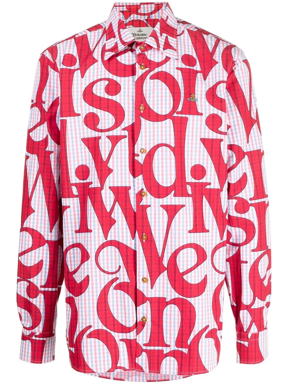 

Vivienne Westwood logo-print gingham-check shirt - Red