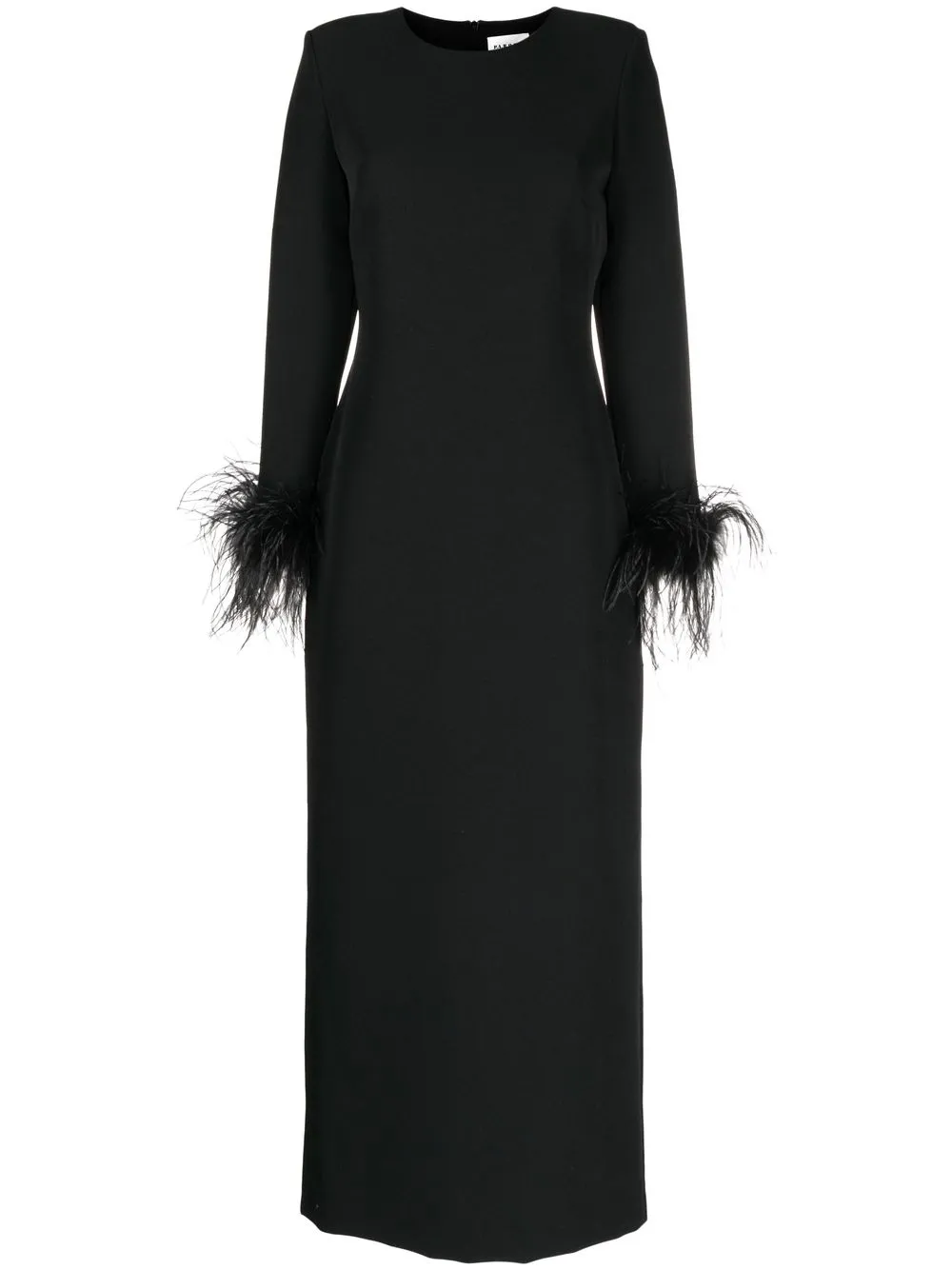 

P.A.R.O.S.H. feather-trim maxi dress - Black