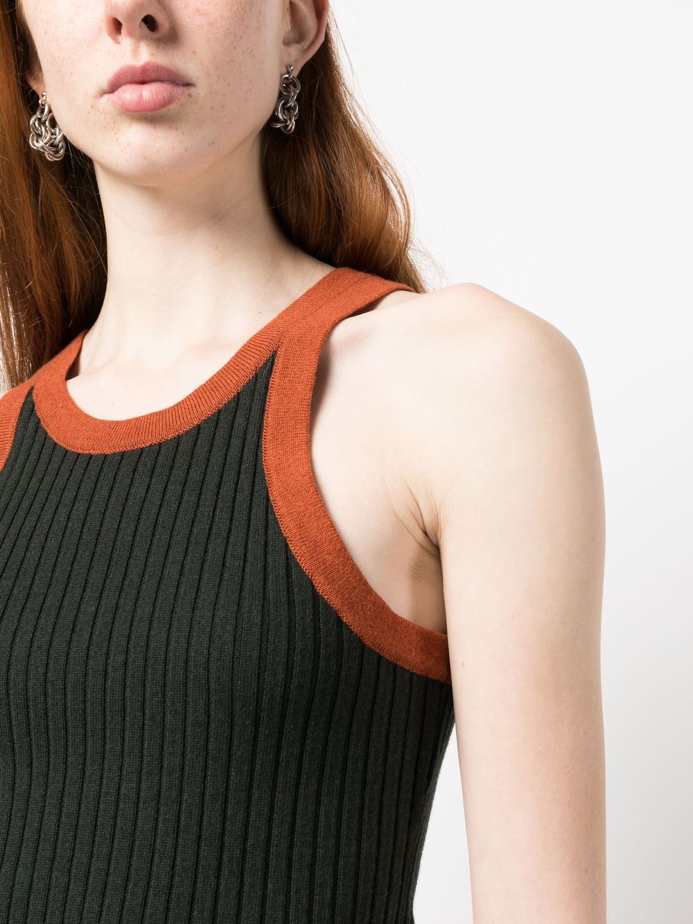 Shop Paula Ribbed-knit Tank Top In Green