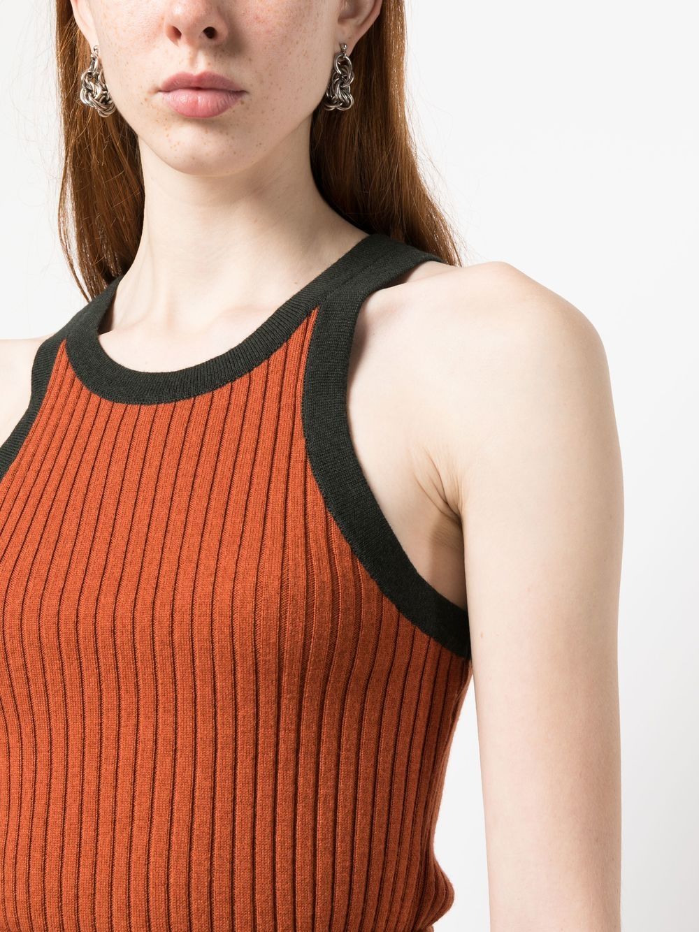 Shop Paula Ribbed-knit Tank Top In Orange