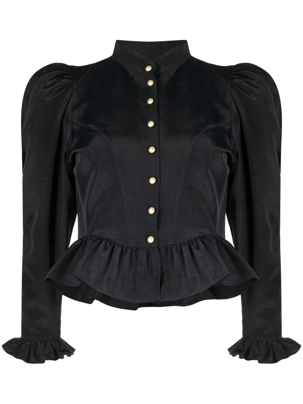 Batsheva Grace puff-sleeve peplum blouse
