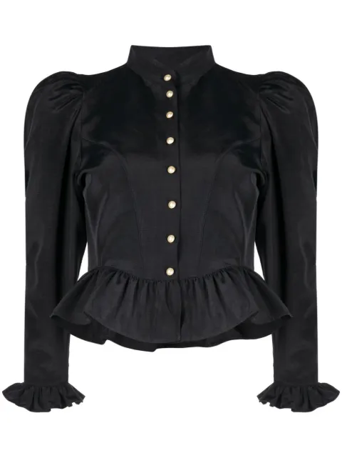 Batsheva Grace puff-sleeve peplum blouse