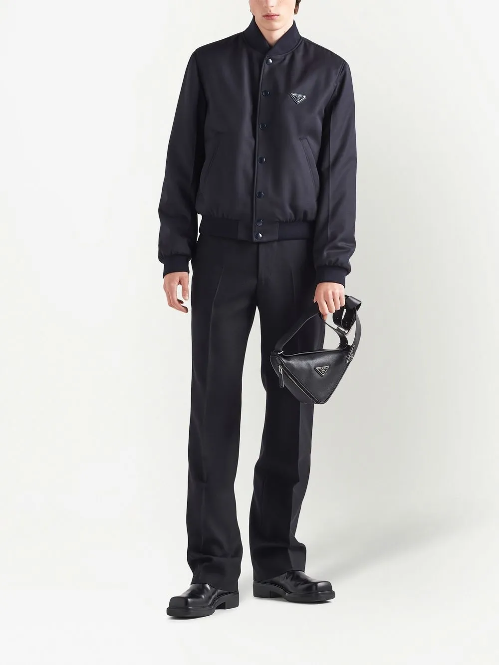 Prada Triangle Logo Bomber Jacket Farfetch