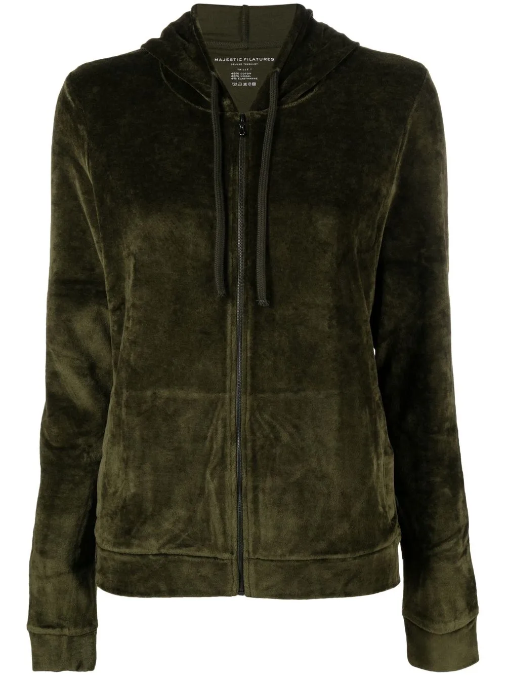 

Majestic Filatures velour zip-fastening hoodie - Green