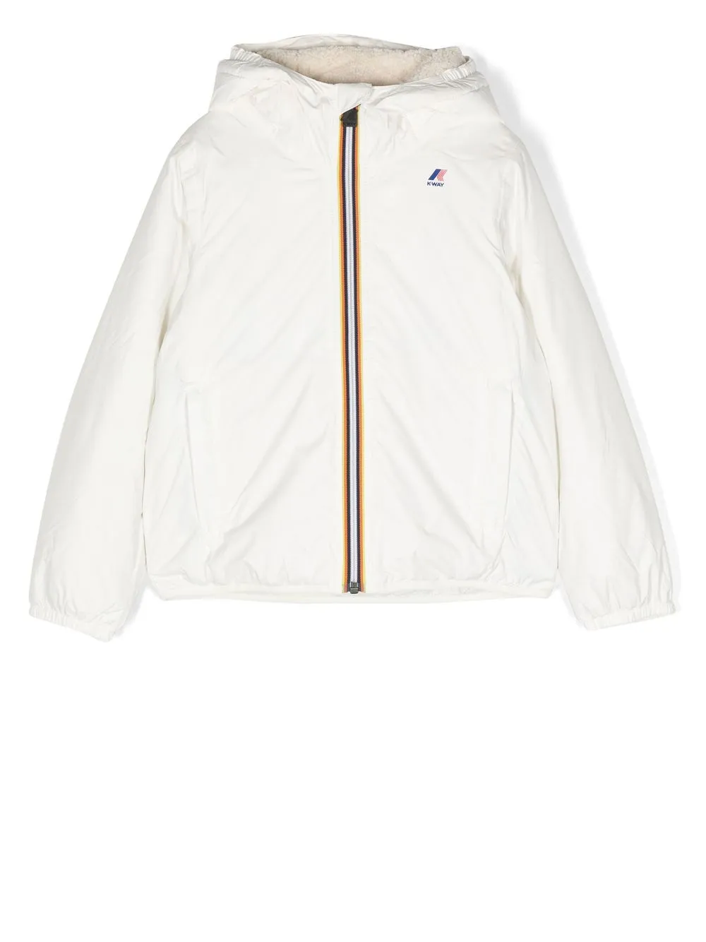 

K Way Kids logo-print hooded jacket - White