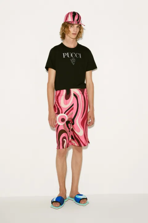 Marmo-Print Silk-Twill Shorts