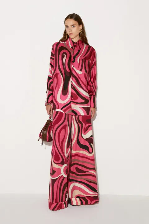 Marmo-Print Silk-Twill Shirt