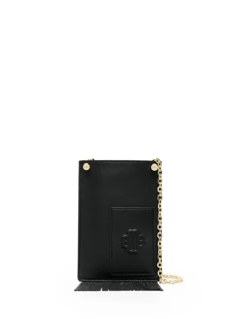 Maje embossed-logo leather phone bag