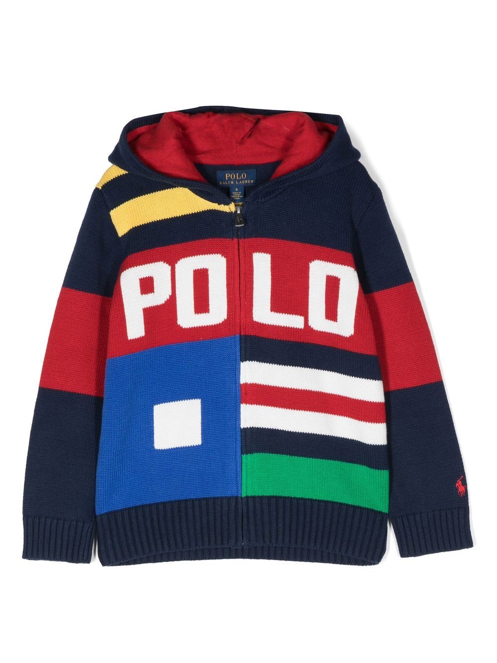 Polo Ralph Lauren Colour-block Logo Knitted Jacket In Blau